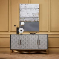 View Cadio sideboard - 4 door - extra large - 184cm - grey faux shagreen with gold legs View Cadio sideboard - 4 door - extra large - 184cm - grey faux shagreen with gold legs