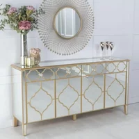 View Casablanca large sideboard - 170cm - 4 door - mirrored - gold trim View Casablanca large sideboard - 170cm - 4 door - mirrored - gold trim