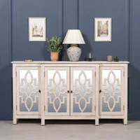 View Cream mirrored breakfront sideboard - 4 door - large View Cream mirrored breakfront sideboard - 4 door - large