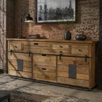 View Jupiter industrial sideboard - mango wood - 2 sliding doors - large View Jupiter industrial sideboard - mango wood - 2 sliding doors - large