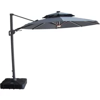 View Apollo led outdoor cantilever parasol - 3cm - round - with base - charcoal grey View Apollo led outdoor cantilever parasol - 3cm - round - with base - charcoal grey