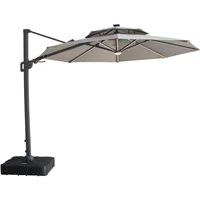 View Apollo led outdoor cantilever parasol - 3cm - round - with base - clay beige View Apollo led outdoor cantilever parasol - 3cm - round - with base - clay beige