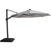 View Aramis led outdoor cantilever parasol - 3.5cm - round - with base - white pepper beige View Aramis led outdoor cantilever parasol - 3.5cm - round - with base - white pepper beige