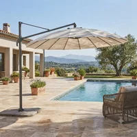 View Clearance - outdoor cantilever parasol - 300cm - round - aluminium - with plastic fillable base - ecru - fss17417 View Clearance - outdoor cantilever parasol - 300cm - round - aluminium - with plastic fillable base - ecru - fss17417