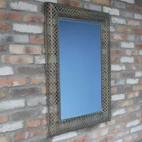 View Wall mirror - rustic - gold metal - rectangular - set of 2 View Wall mirror - rustic - gold metal - rectangular - set of 2