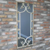 View Wall mirror - rectangular - white rustic metal View Wall mirror - rectangular - white rustic metal