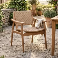 View Stacking silla garden dining armchair - set of 2 - natural - rattan and teak wood View Stacking silla garden dining armchair - set of 2 - natural - rattan and teak wood