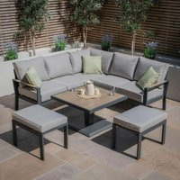 View Vancouver square corner garden dining set - rising table - dove grey View Vancouver square corner garden dining set - rising table - dove grey
