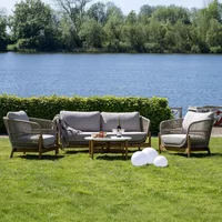 View Hunterton garden lounge sofa set - 2 seater - with square coffee table - acacia wood and rope View Hunterton garden lounge sofa set - 2 seater - with square coffee table - acacia wood and rope