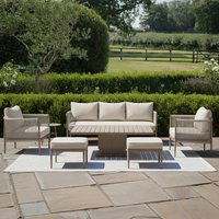 View Havana garden sofa set - 3 seater - rising table - natural linen View Havana garden sofa set - 3 seater - rising table - natural linen