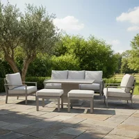 View Montreal garden sofa set - 3 seater - rising table - ceramic top - cool linen View Montreal garden sofa set - 3 seater - rising table - ceramic top - cool linen