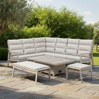 View Valencia garden corner dining set - rising table - ceramic top - recliner dining chair - latte View Valencia garden corner dining set - rising table - ceramic top - recliner dining chair - latte