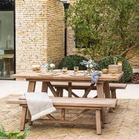 View Chilford outdoor solid wood table and bench set small View Chilford outdoor solid wood table and bench set small