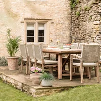 View Chilford outdoor solid wood table and dining chair set large View Chilford outdoor solid wood table and dining chair set large