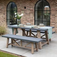 View Chilford outdoor table and bench set small grey slate View Chilford outdoor table and bench set small grey slate
