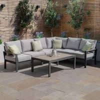View Vancouver large corner garden sofa set - with table - dove grey View Vancouver large corner garden sofa set - with table - dove grey