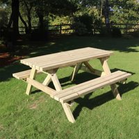 View Deluxe garden picnic table set - 6 seater - redwood View Deluxe garden picnic table set - 6 seater - redwood