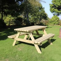 View Deluxe garden picnic table set - 8 seater - redwood View Deluxe garden picnic table set - 8 seater - redwood