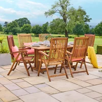 Click to view product details and reviews for Redcliffe Garden Dining Set 6 Seater 165cm Acacia Wood 6 Folding Recliner Dining Chair. Click to view product details and reviews for Redcliffe Garden Dining Set 6 Seater 165cm Acacia Wood 6 Folding Recliner Dining Chair.