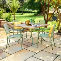 View Bergen garden square dining set - 4 seater - 110cm - green metal - 4 stacking armchairs View Bergen garden square dining set - 4 seater - 110cm - green metal - 4 stacking armchairs