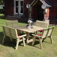 View Ergo garden table set - square - 4 benches - redwood View Ergo garden table set - square - 4 benches - redwood