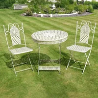Click to view product details and reviews for Garden Table White Metal Round With 2 Chairs. Click to view product details and reviews for Garden Table White Metal Round With 2 Chairs.