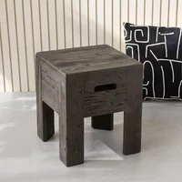 View Will stool - set of 2 - square - black - pine wood View Will stool - set of 2 - square - black - pine wood