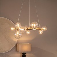 View Yosie glass and brushed gold chandelier View Yosie glass and brushed gold chandelier