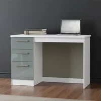 View Knightsbridge desk - 3 drawer - grey gloss and white View Knightsbridge desk - 3 drawer - grey gloss and white