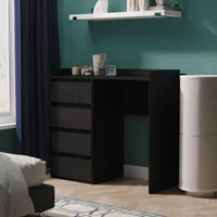 View Osaka desk - 4 drawer - black ash fluted View Osaka desk - 4 drawer - black ash fluted