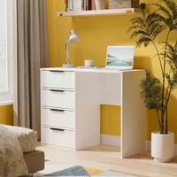 View Fluted desk - 4 drawer - white matt View Fluted desk - 4 drawer - white matt