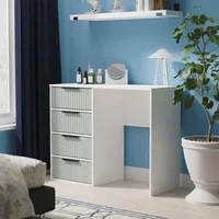 View Fluted desk - 4 drawer - duck and white matt View Fluted desk - 4 drawer - duck and white matt