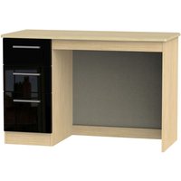View Knightsbridge desk - 3 drawer - black gloss and light oak View Knightsbridge desk - 3 drawer - black gloss and light oak