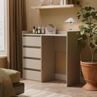 View Osaka desk - 4 drawer - mushroom matt fluted View Osaka desk - 4 drawer - mushroom matt fluted