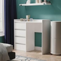 View Osaka desk - 4 drawer - white matt fluted View Osaka desk - 4 drawer - white matt fluted