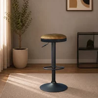 View Remi barstool - set of 2 - adjustable gas lift - round - rust and black - fabric and metal View Remi barstool - set of 2 - adjustable gas lift - round - rust and black - fabric and metal