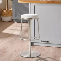 View Vibe barstools - set of 2 - adjustable height - light grey and chrome - fabric and metal View Vibe barstools - set of 2 - adjustable height - light grey and chrome - fabric and metal