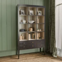 View Barwick bookcase - 6 drawer - triple - charcoal View Barwick bookcase - 6 drawer - triple - charcoal