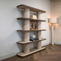 View Willox curved open shelving unit - beige and brown - oak View Willox curved open shelving unit - beige and brown - oak