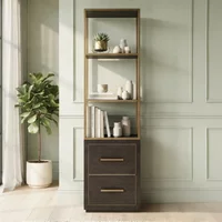 View Carter shelving unit - 2 drawer - brown - oak and metal View Carter shelving unit - 2 drawer - brown - oak and metal