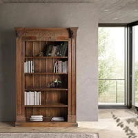 View Naturita bookcase - dark mango wood - carved View Naturita bookcase - dark mango wood - carved