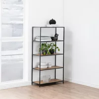 Click to view product details and reviews for Seaford Shelving Unit Low Open Oak And Black Metal. Click to view product details and reviews for Seaford Shelving Unit Low Open Oak And Black Metal.