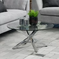 Click to view product details and reviews for Heaven Coffee Table Round Glass And Chrome With Star Legs. Click to view product details and reviews for Heaven Coffee Table Round Glass And Chrome With Star Legs.