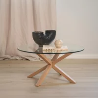 Click to view product details and reviews for Heaven Coffee Table Round Glass And Oak With Star Legs. Click to view product details and reviews for Heaven Coffee Table Round Glass And Oak With Star Legs.