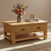 Click to view product details and reviews for Salisbury Premium Coffee Table 2 Drawer With Shelf Oak. Click to view product details and reviews for Salisbury Premium Coffee Table 2 Drawer With Shelf Oak.