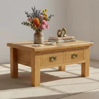 Click to view product details and reviews for Salisbury Premium Coffee Table 2 Drawer Oak. Click to view product details and reviews for Salisbury Premium Coffee Table 2 Drawer Oak.