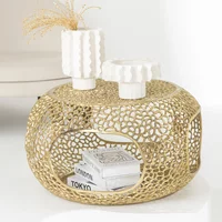 View Coffee table - round - small - gold fretwork - aluminium View Coffee table - round - small - gold fretwork - aluminium