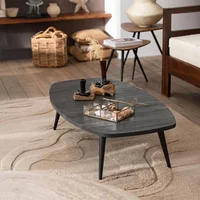 View Coffee table - black - small - low - recycled teak wood and metal View Coffee table - black - small - low - recycled teak wood and metal