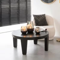 View Coffee table - round - small - low - black - mango wood View Coffee table - round - small - low - black - mango wood