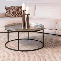 View Lyam silver tray round coffee table View Lyam silver tray round coffee table